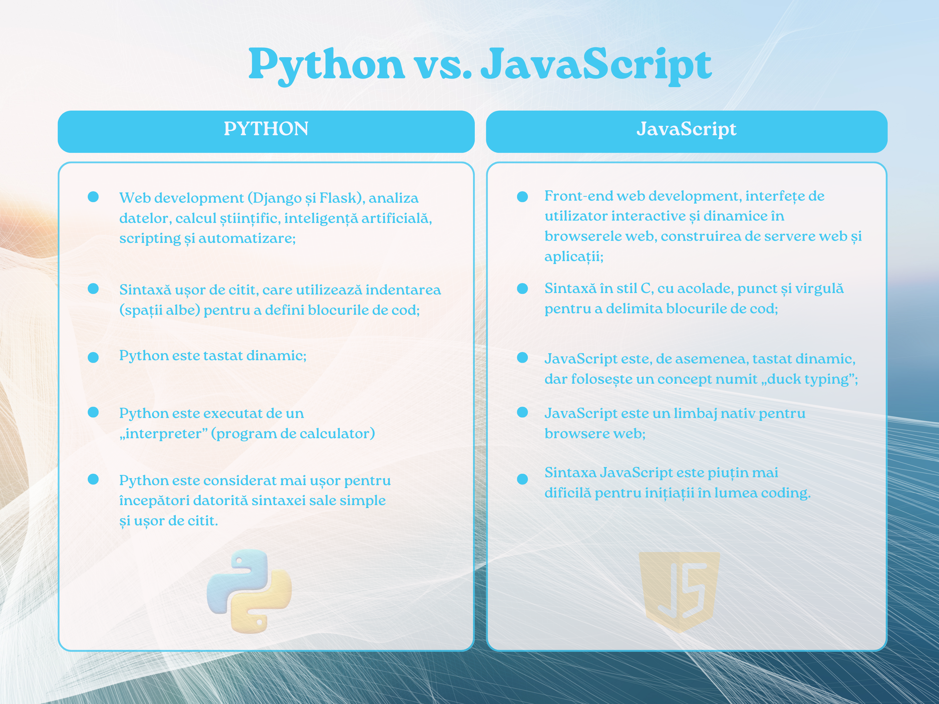 diferenta dintre python si javascript